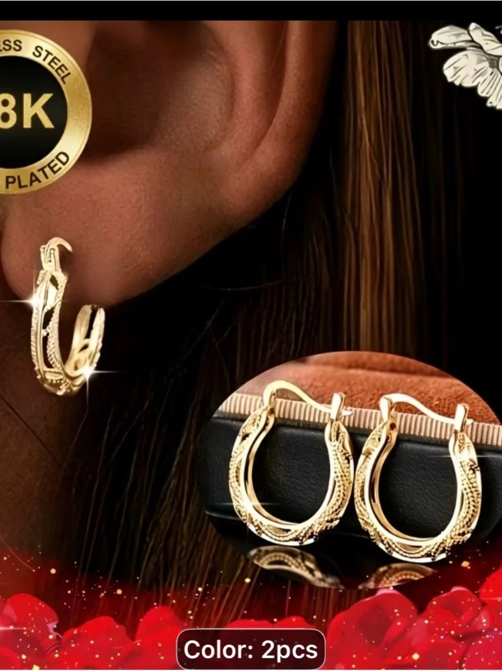 Elegant 18K Gold-Plated Women’s Hoop Earrings - Gold